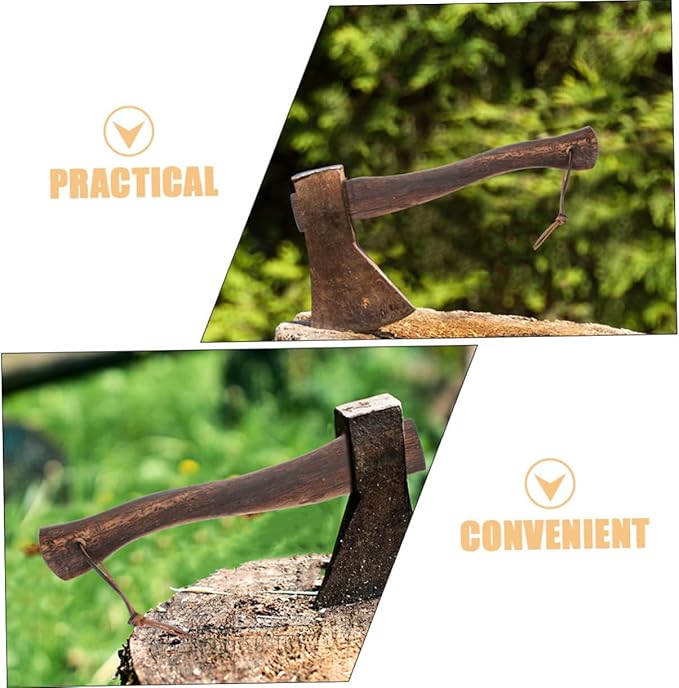 2pcs Ergonomic Wooden Axe Handle Replacement Solid Wood Grip for Mini Axe for Firewood Cutting Gardening Camping and Outdoor Activities