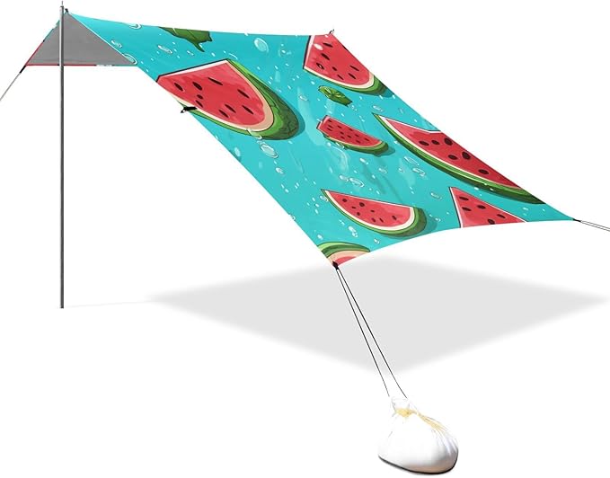 ALAZA Watermelon Watercolor Beach Tent Sun Shelter Portable Canopy Sunshade for Outdoor Camping Picnics Backyard Fun 10x9 ft