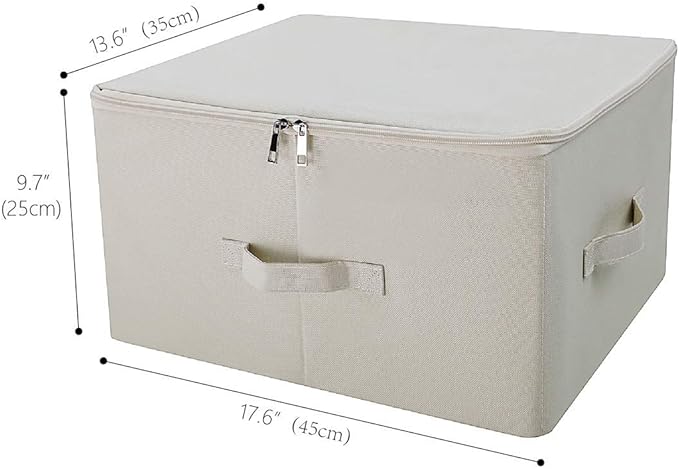 iwill CREATE PRO 3-Pack Beige Folding Storage Boxes with Zip Lid | Collapsible &amp Stackable Rigid Organizer Bins for Clothes Blankets Books