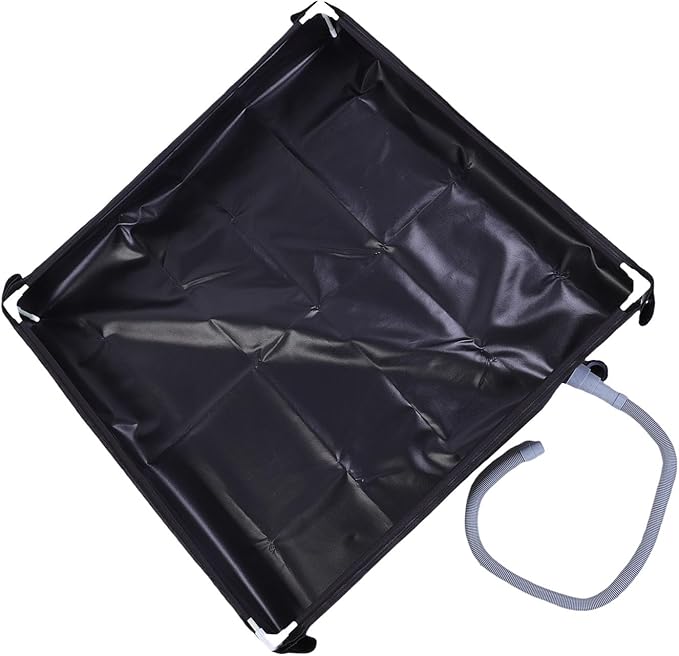 Fabater Portable Shower Pan PVC Material Foldable Shower Base Camping Tray with Detachable Drain Pipe for Camping RV Beach Outdoor Showering (Black)
