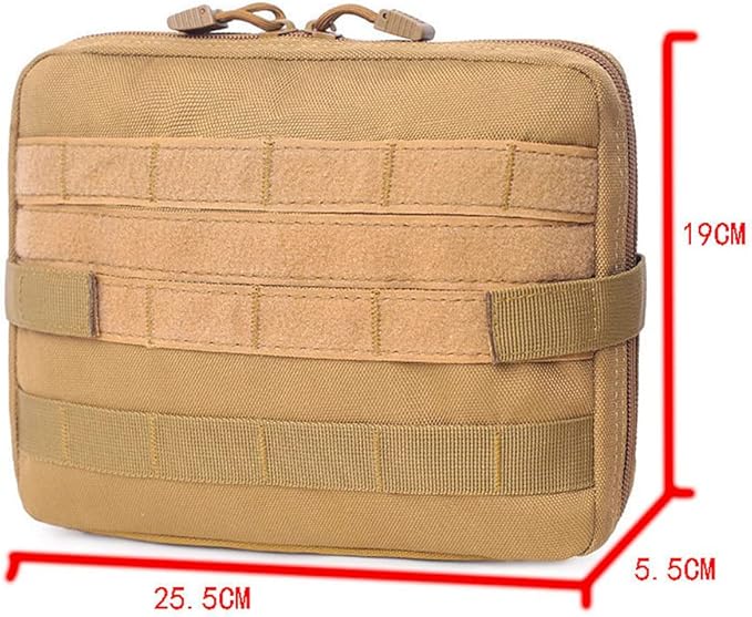 Tactical First Aid Kit 1000D Pouch Emergency Survival Gear Bag Backpack Attachment Medical Pocket Tool for Military Camping Outdoor Travel Hiking Camping Khaki
