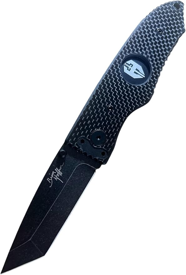 HOFFNER 3.5 EDC Folding Knife with Pocket Clip VG10 Japanese Stainless Steel Black Acid Washed Tanto Blade - (Carbon Fiber 3D Smooth Texture Grip) - Camping Hiking Outdoor Survival