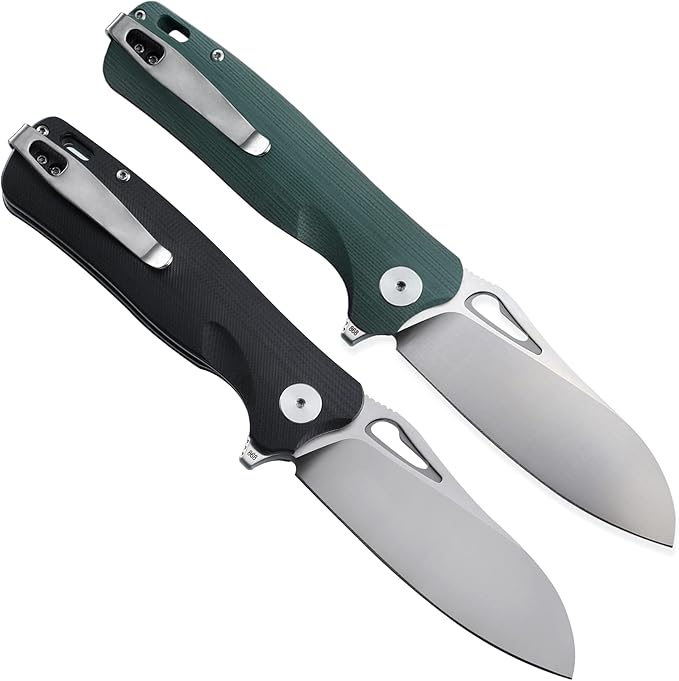 Petrified fish PF868 Bunta3.35 D2 Satin Blade146g G10 Handle Flipper Folding knife (Green G10)