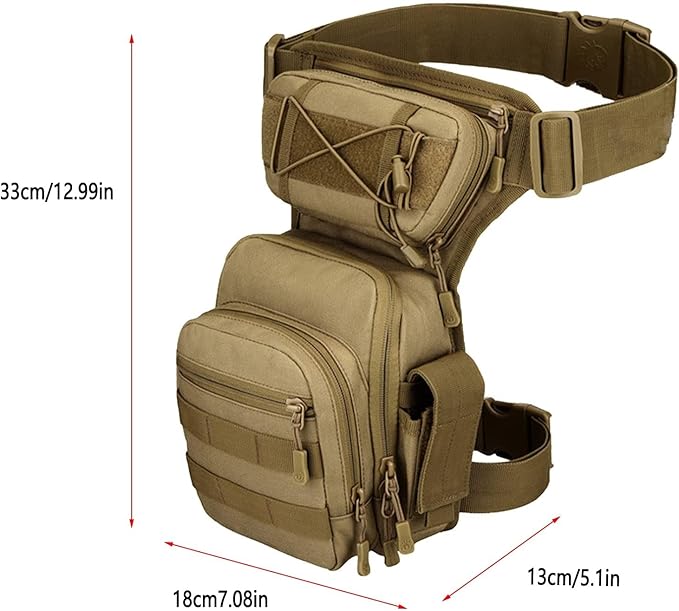 Tactical Drop Leg Bag for Men Women Military Thigh Pouch Outdoor Motorcycle Riding Hiking Waist Fanny Pack Travel Bag(Brown)