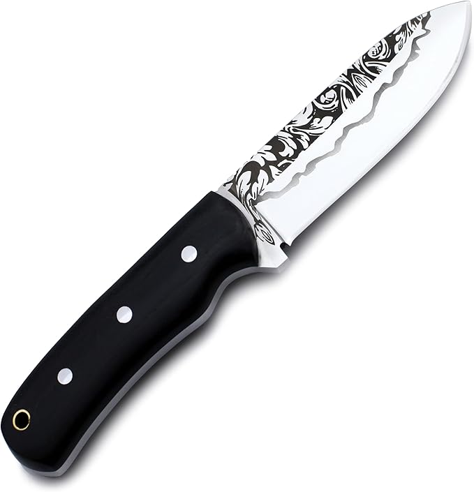 GCS Handmade D2 steel Hunting Knife G10 Full Tang Handle Fixed Blade Knife Right Hand Scout Carry Buffalo leather Sheath Hunting Camping Survival EDC-GCS 916