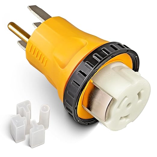 MECMO NEMA 14-50P to SS2-50R Twist Lock RV Generator Adapter 50 Amp 14-50P RV Generator Plug to Shore Power Adapter 125/250V for 50A Transfer Switch Power Inlet Box RV Camper Generator to House
