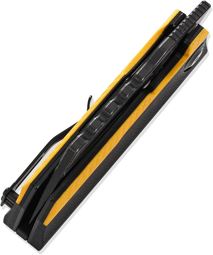 Sitivien ST155 Folding KnifeSandvik 14C28N Steel BladeG10 Handle EDC Tool Knife Pocket Knife for FishingCampingHiking(Black+Yellow) …