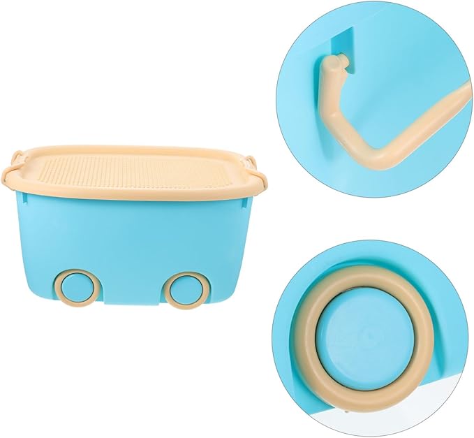 Kisangel Toy Storage Container with Wheels Boy Girl's Toy Organizer Sundries Storage Box for Boys and Girls Design Easy to Move Versatile Use Playroom Nursery