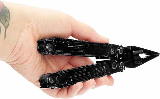 SOG PowerAccess Deluxe All-Around Heavy Duty Stainless Steel Multi-Tool w/Nylon Sheath Two Knife Blades Can &amp Bottle Opener Black