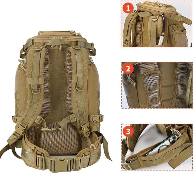 Tactical Backpack Military Molle Hiking 36-55L Outdoor Multifunctional Men's Mountaineering Black