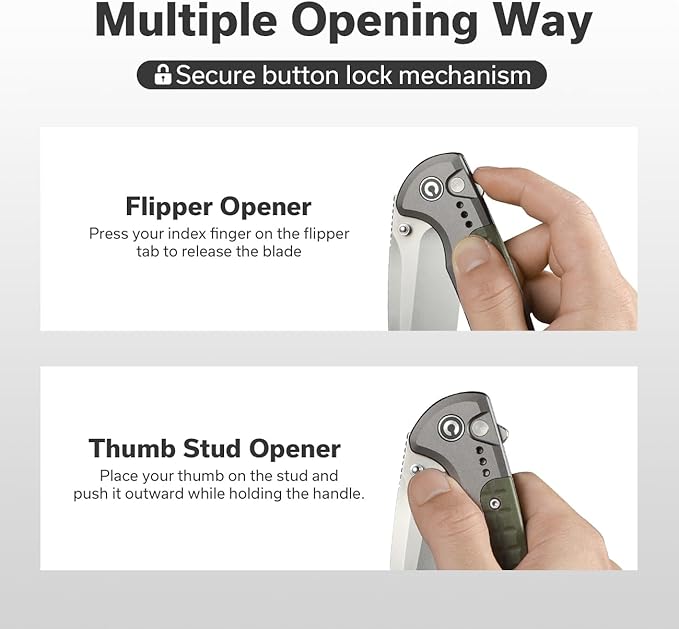 CIVIVI Folding Pocket Knife Sentinel Strike II Utility Knife with Glass Breaker 3.7 Nitro-V Blade Aluminum Handle EDC Knife for Outdoor Survival Hunting Hiking Camping C22025D-2 Green