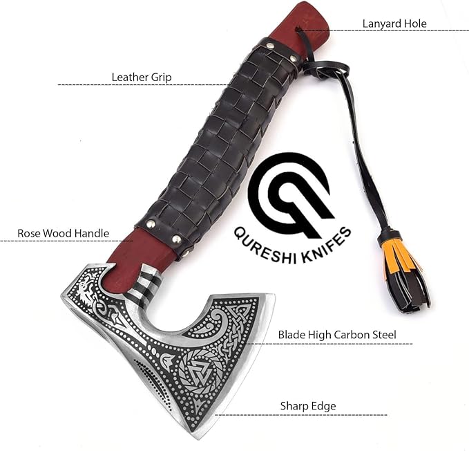 Handmade Viking Axe with Gift Knife Along with Sheath (American Axe)