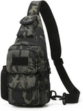 Tactical Chest Pack Modular Strap System Camouflage Sling Bag for Outdoor(Black grey)