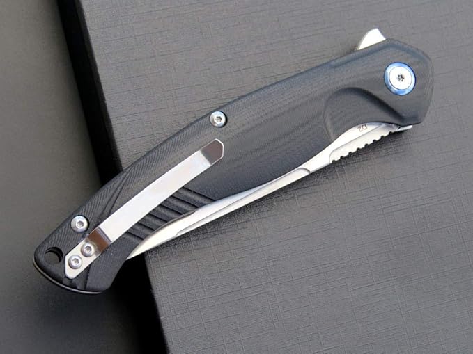 Eafengrow EF953 Pocket Folding Knife G10 Handle D2 BladeEDC Tool Knife for Outdoor Camping Hiking (Black)