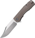 Petrified fish PFP03 Victor3.58 K110 Satin Blade140g Micarta Handel Flipper Liner lock Folding knife (Khaki Satin)