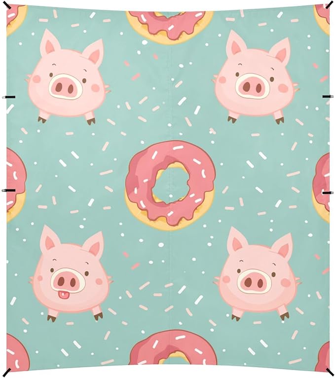 ALAZA Cute Pig Donut Seamless Beach Tent Sun Shelter Portable Canopy Sunshade for Outdoor Camping Picnics Backyard Fun 10x9 ft