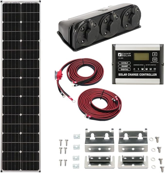 Zamp Solar Legacy Series 90-Watt “Long” Roof Mount Solar Panel Kit for Curved Roofs with Digital Charge Controller. Off-Grid Solar Power for RV Battery Charging - KIT1007