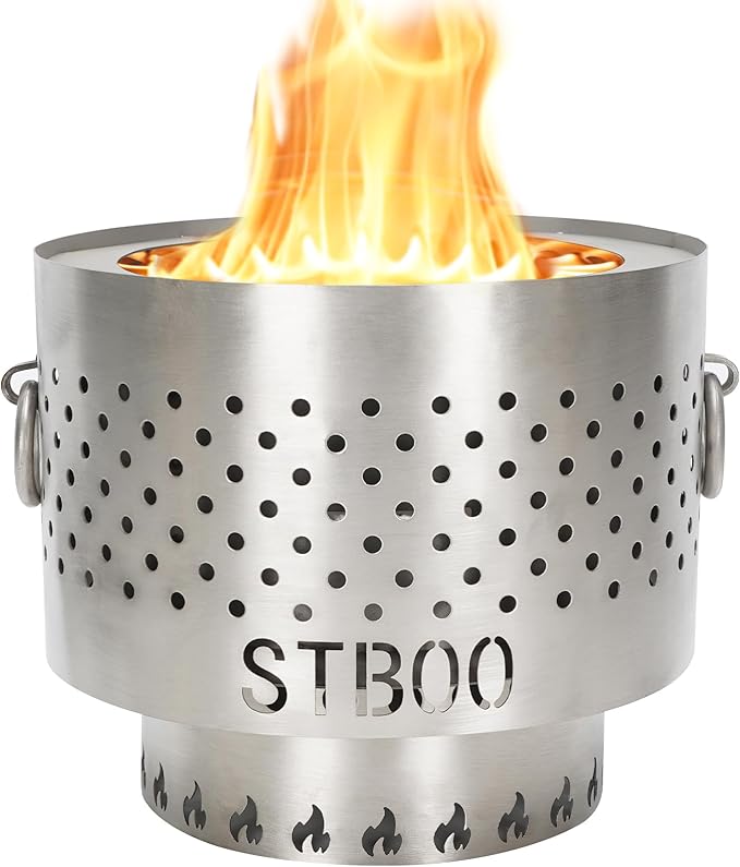 Tabletop Fire Pit with Ash Tray - Low Smoke Pellet Portable Table Top Firepit | Indoor&ampOutdoor Mini Personal Fireplace with Travel Bag | Small Smores Firepit for Patio CampingPorch7.8inch Stain