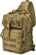 Tactical Sling Backpack Versatile Chest Bag Waterproof EDC Rucksack Bag for Outdoor Hiking Camping(Khaki)