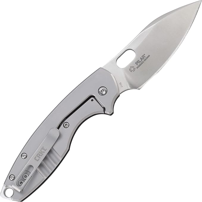 CRKT Pilar III Everyday Carry EDC Pocket Folding Knife with Frame Lock: Stainless Steel Plain Edge Blade G10 Handle Pocket Clip 5317