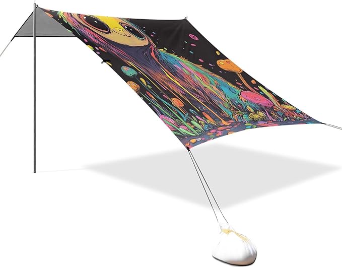 Cute Sloth Stable Beach Tent UPF50+ Water-Resistant Large Sun Shelter with Sand Pockets for Family Trips Picnics &amp Camping