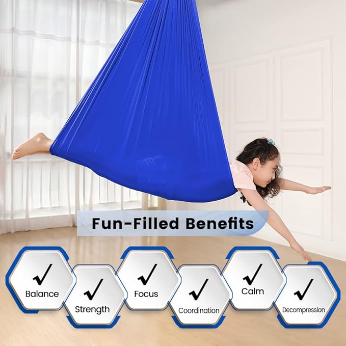 Sensory Swing for Kids with Special Needs Indoor with 360° Swivel Hanger for Calming &amp Relaxing Sensory Swing Indoor Kids Adjustable Hammock Great for ADHDAutism Therapy Swings for Sensory Indo