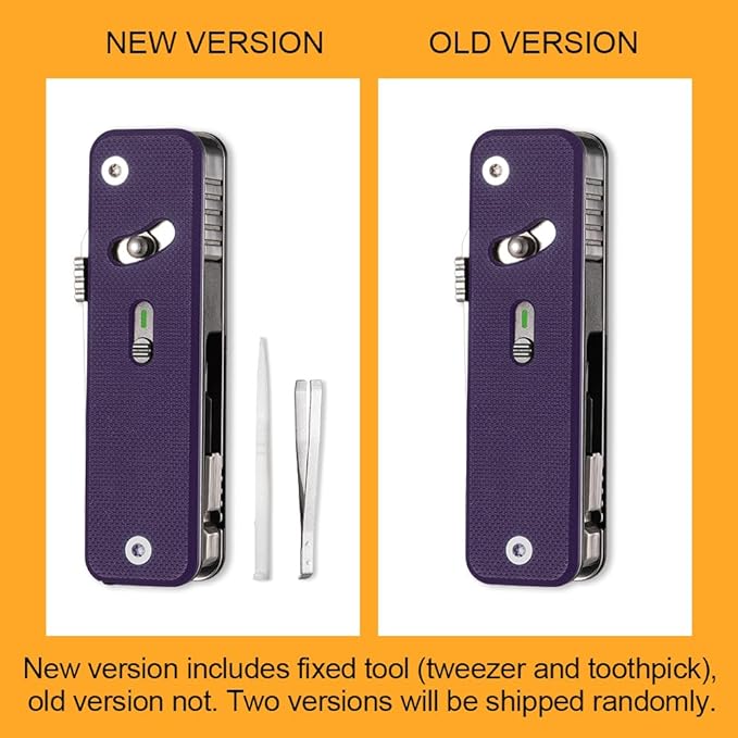 ROXON S503G 9 in 1 Mini Multi Tool EDC Pocket Knife Multitool with G10 HandleScissorsScrewdriverThreaderAwl Flat ScrewdriverRulerTweezers for Outdoors Fishing CampingGifts for Men (Purple)