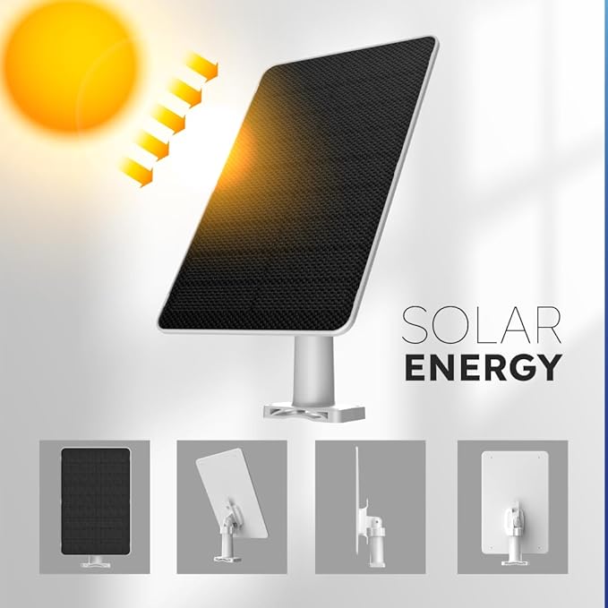 Waggle 8W Solar Panel for Security Cameras - IP65 Waterproof High-Efficiency Solar Charger 10ft Cable Supports USB-C Port