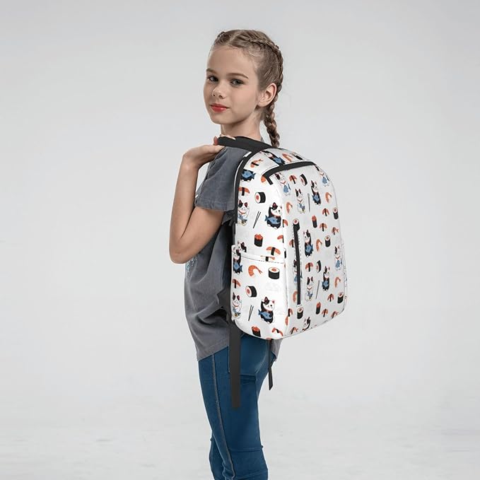 Travel Laptop Backpack Business Anti Theft Japanese sushi and lucky cat Durable Backpack College Computer Bag Gifts for Men &amp Women