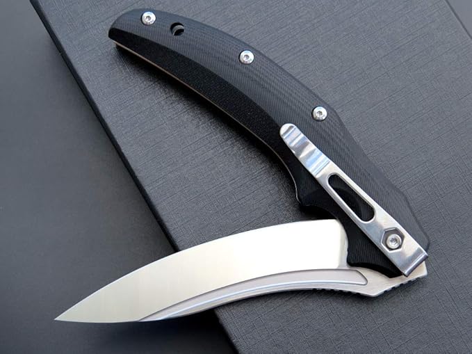Eafengrow EF951 Folding KnifeD2 Blade and G10 Handle with Liner Lock Ball Bearing Pocket Knife EDC Tool for Outdoor Camping Survival(Black)