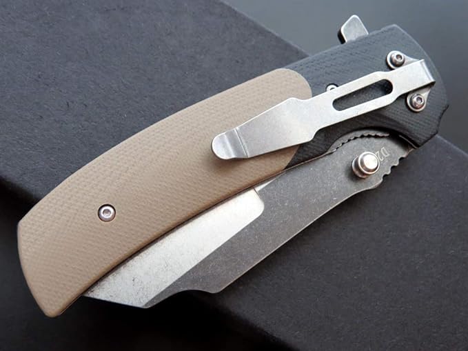 Eafengrow EF69 Pocket EDC Knife with ClipFlipper Folding Knife for Camping Survival and Outdoor Activities Liner Lock. (EF69-desert)