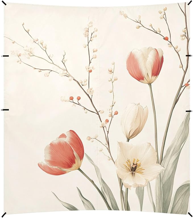 ALAZA Vintage Tulips Floral Beach Tent Sun Shelter Portable Canopy Sunshade for Outdoor Camping Picnics Backyard Fun 10x9 ft