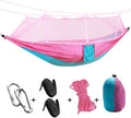 260x140cm Lightweight Outdoor Mosquitoes Net Hammock Camping Swing with Rollover Prevention(260cm-Pink and Sky Blue)