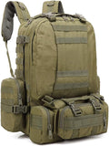 55L Military Tactical Backpack for Men Army 3 Day Assault Pack Large Camping Detachable Rucksack Molle Bag (Military Green)