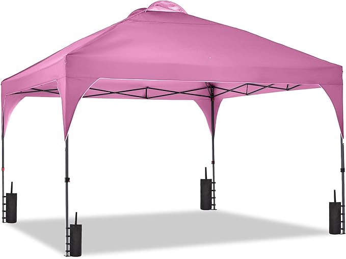 GDY 12X12 Pop Up Canopy Tent Outdoor Canopy Tent Commercial Instant Gazebos Portable Shelter Canopies for Patio/Outdoor/Wedding Parties and Events Pink.
