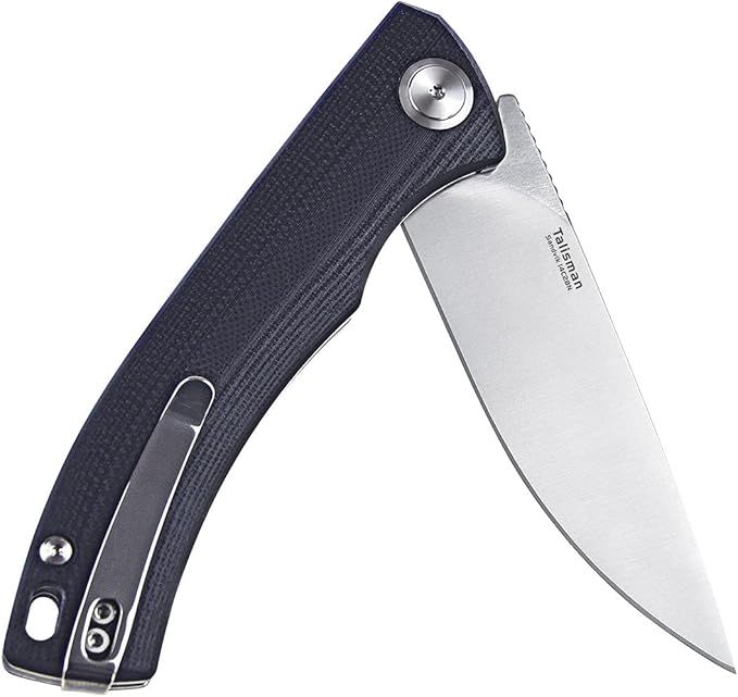 Harnds Talisman CK9168 Pocket Knife with Ball Bearing Pivot System Folding Knife with G10 Handle Pocketclip (black handle)
