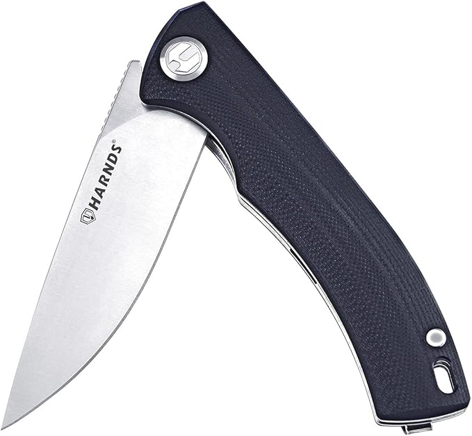 Harnds Talisman CK9168 Pocket Knife with Ball Bearing Pivot System Folding Knife with G10 Handle Pocketclip (black handle)