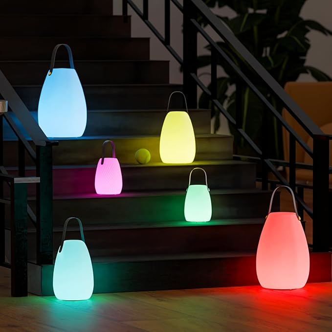 uuffoo Rechargeable Portable Table Lamp Cordless RGB Lantern with Remote Decorative LED Night Light IP44 Waterproof Indoor Outdoor Lamp for Bedroom Patio Garden Wedding Party