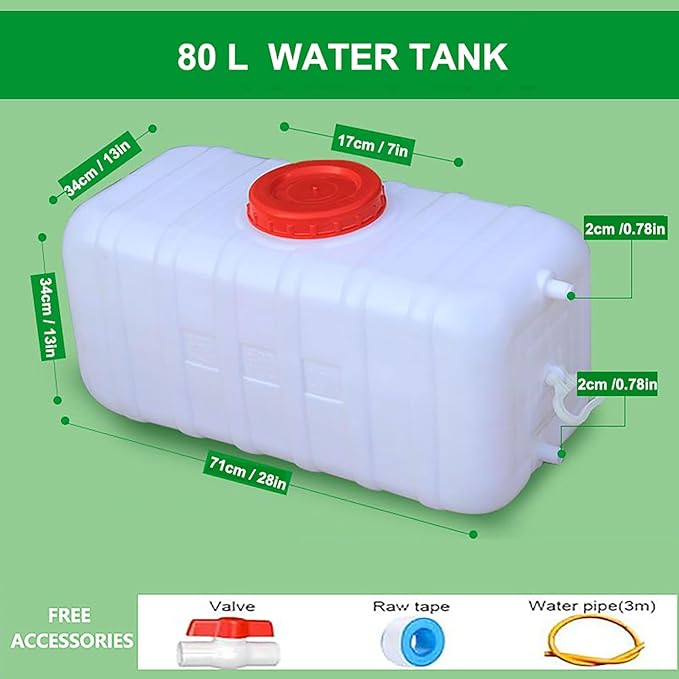 Large Capacity Water Tank with Spigot for Camping Plastic Water Storage Tank Water Container for Emergency Storage Household Outdoor Camping RV Self-Driving Tour(Size:80L/21gallon)