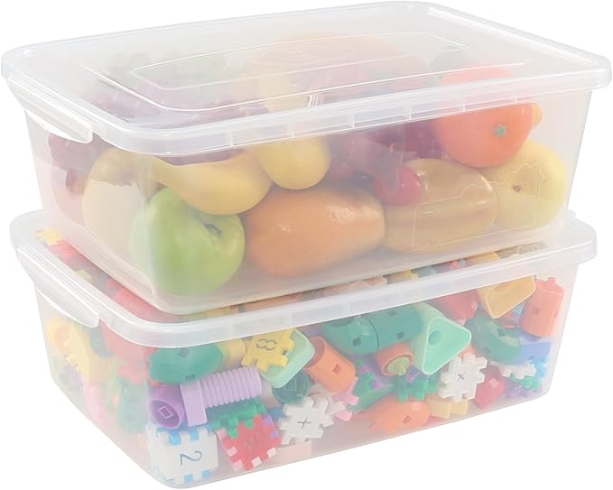 16 Quart Clear Latching Bin with Lid 2 Pack Multiuse Plastic Container Box