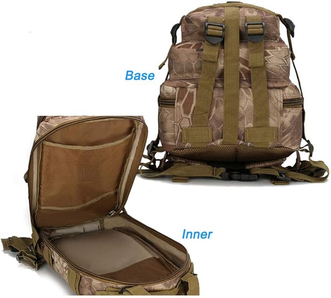 Outdoor Sports Pack Hiking Bag Tactical Rucksack Camo Knapsack Combat Camouflage Tactical Molle 25L 3P Backpack - A-TACS FG