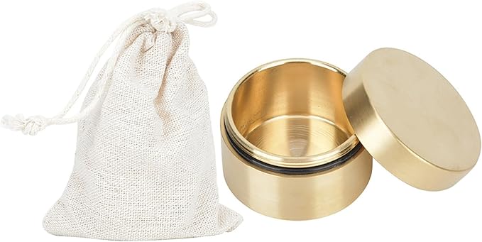 Metal Pill Storage Box Storage Box Outdoor Waterproof Brass Storage Container Dustproof Round Brass Storage Box with Lid for Outdoor Small Treasures(Medium)