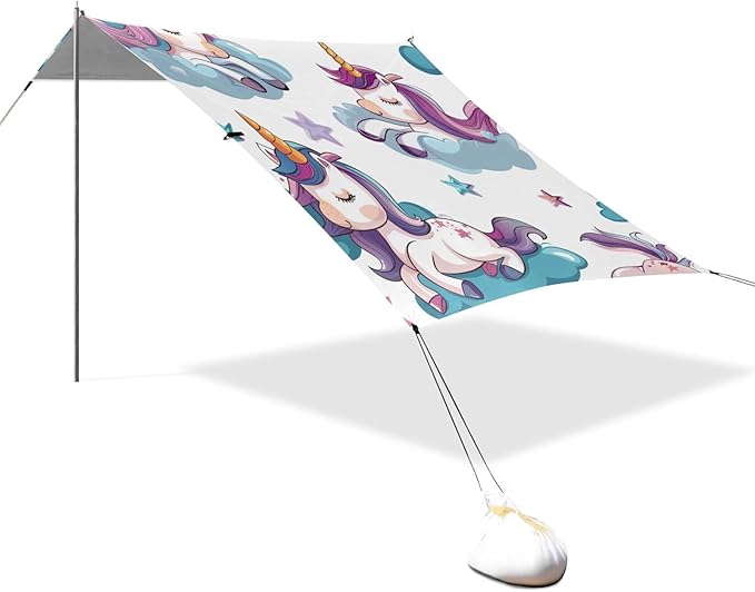 ALAZA Sleeping Unicorn Seamless Beach Tent Sun Shelter Portable Canopy Sunshade for Outdoor Camping Picnics Backyard Fun 10x9 ft