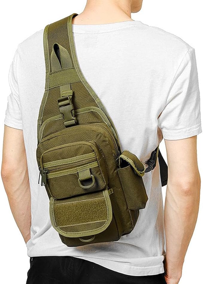 Tactical Backpack Waterproof Military Cross-body Molle Sling Shoulder Backpack Chest Bag for Outdoor Every Day Carry (Mud Color)