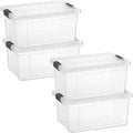 Superio Small Storage Bins with Lids - Clear Boxes for Organizing Stackable Plastic Containers - BPA Free Non-Toxic Odor Free Organizer for Home Office Dorm(4 Pack 11 Qt)