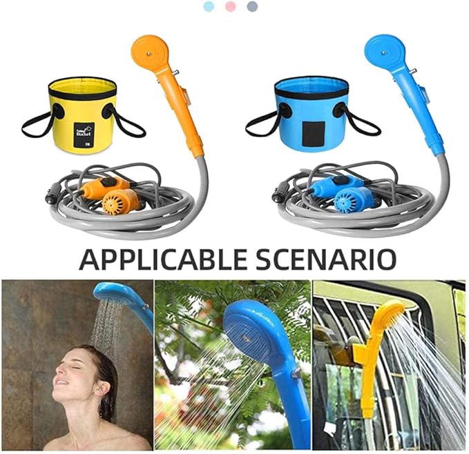 Portable Outdoor Camping Shower Kit Travel Shower Outdoor Portable Shower 1.8m Hose Water Pump for Outdoor Travel Bike Car Washing Pet Cleaning Plants Watering