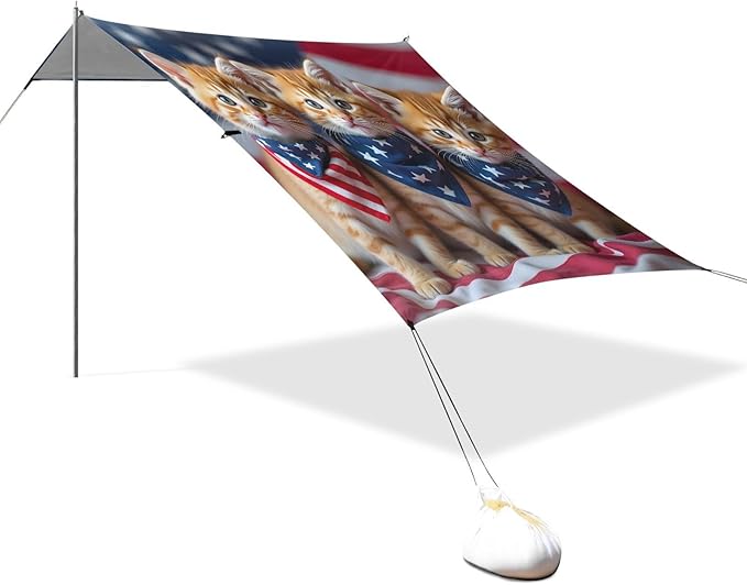 ALAZA Three Little Cat Chess Pieces Beach Tent Sun Shelter Portable Canopy Sunshade for Outdoor Camping Picnics Backyard Fun 10x9 ft