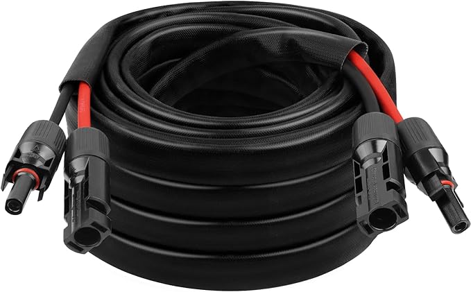 10AWG Solar Cable - 30FT Solar Panel Extension Cord 10 Gauge PV Wire with Flame Retardant Protective Sleeving Female &amp Male Waterproof Connector for RV Photovoltaic Systems Solar Panels (30 Feet