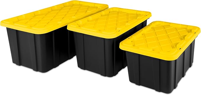 Sterilite 16-Pack Industrial Tote Plastic Storage Container Bins with Lids 38 Gallon - Heavy-Duty Organizing Containers for Closet Bathroom and Office