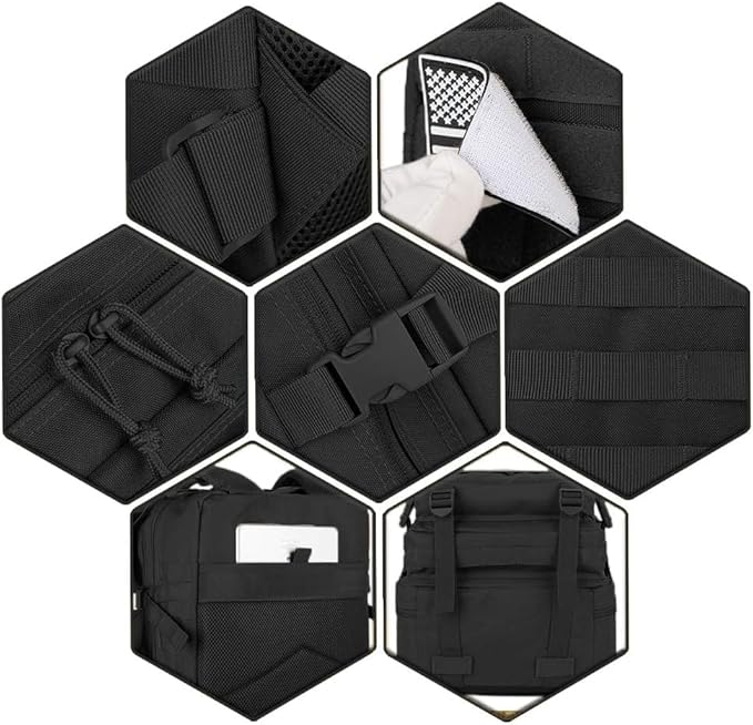 50L Tactical Backpack Training Gym Fitness Bag Outdoor Hiking Camping Army Molle Backpacks for Men Travel (Black)